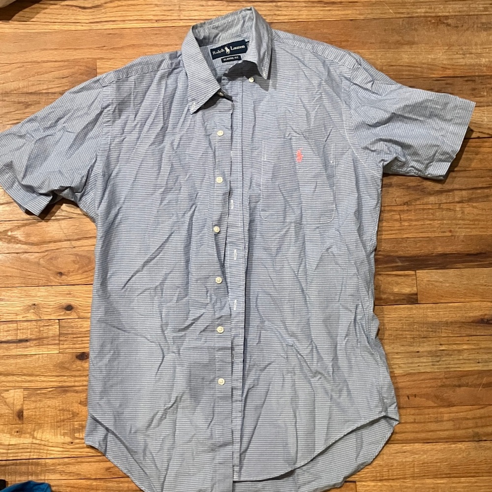 Ralph Lauren Men's Blue Checkered Button-Down Shirt